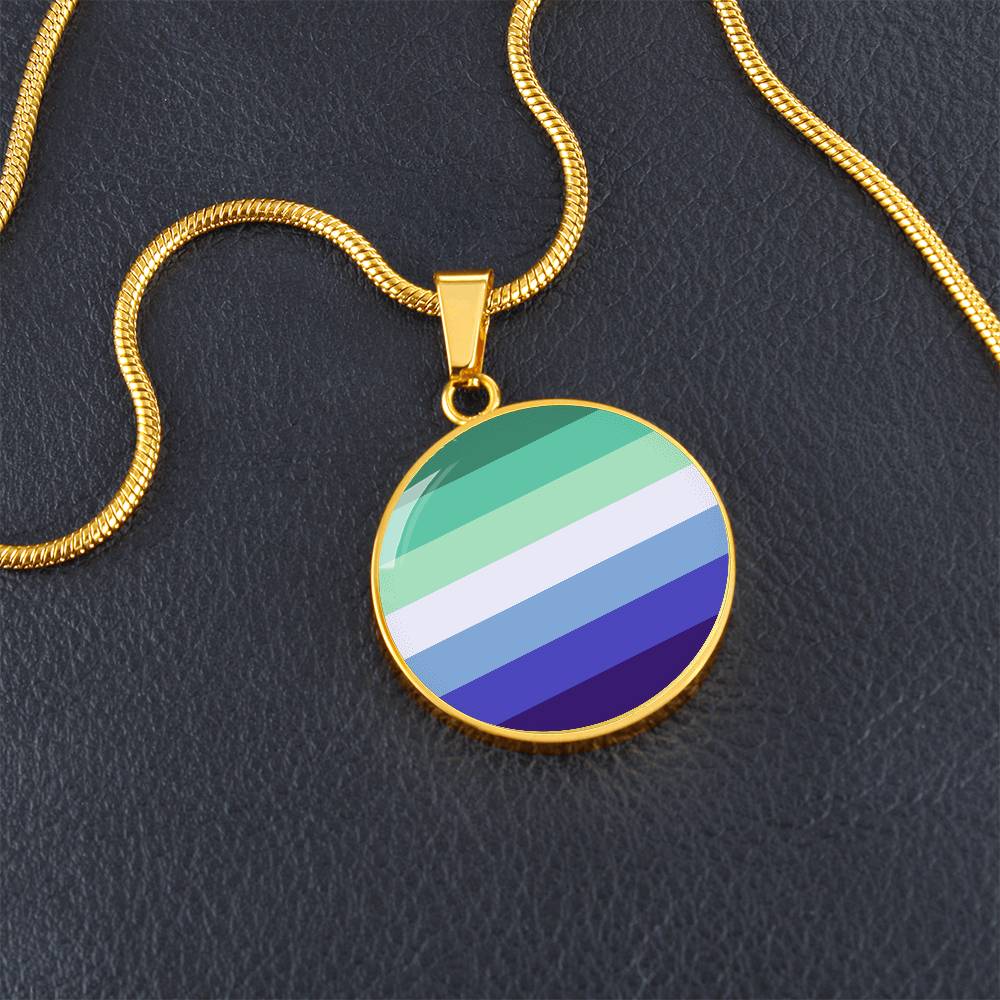Gay Mens MLM Pride Circle Pendant Necklace Gay-MLM-Pride-Circle-Pendant-Necklace-gold-front