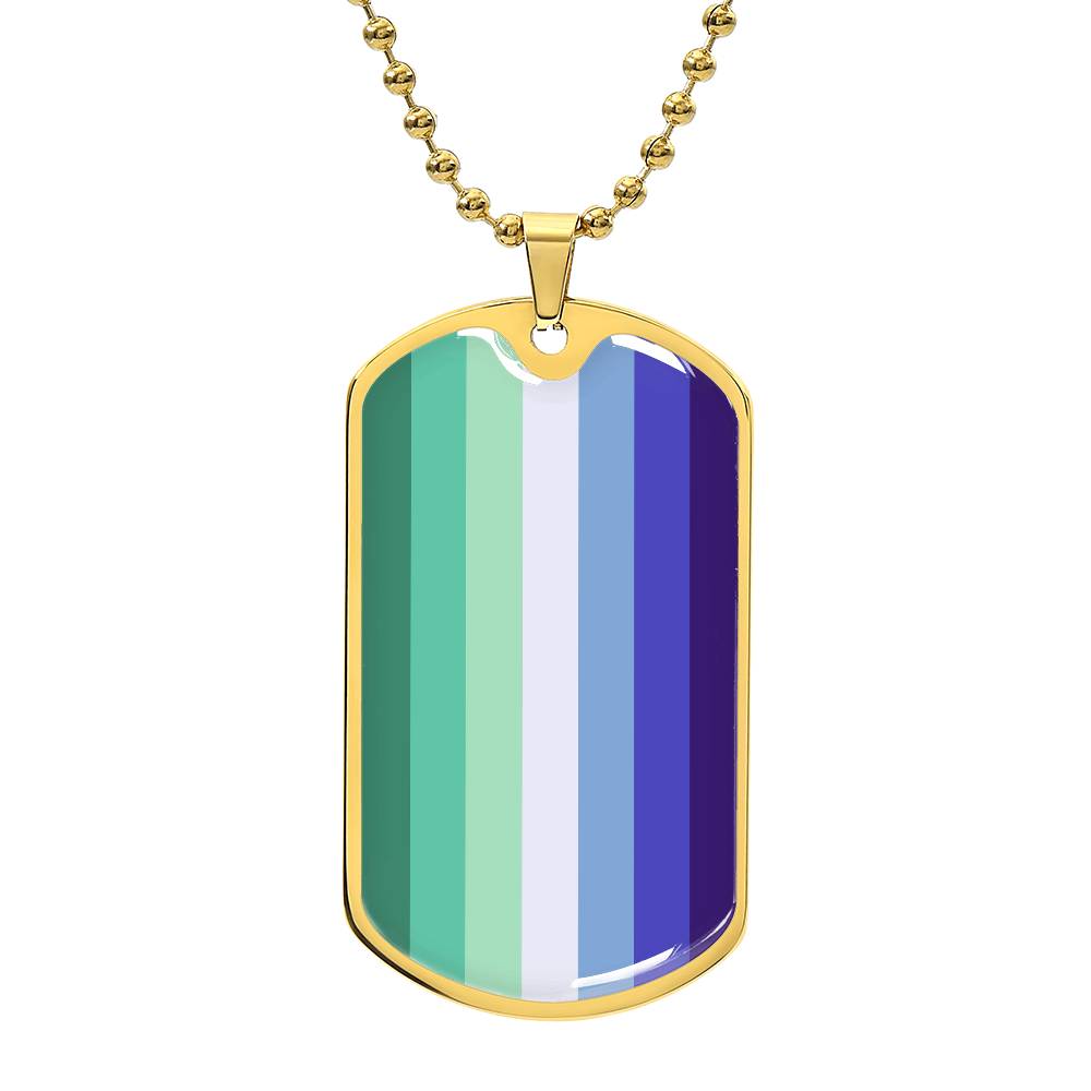 Gay Mens MLM Pride Military Dog Tag Necklace Gold Gay Gay-MLM-Pride-Military-Dog-Tag-Necklace-gold