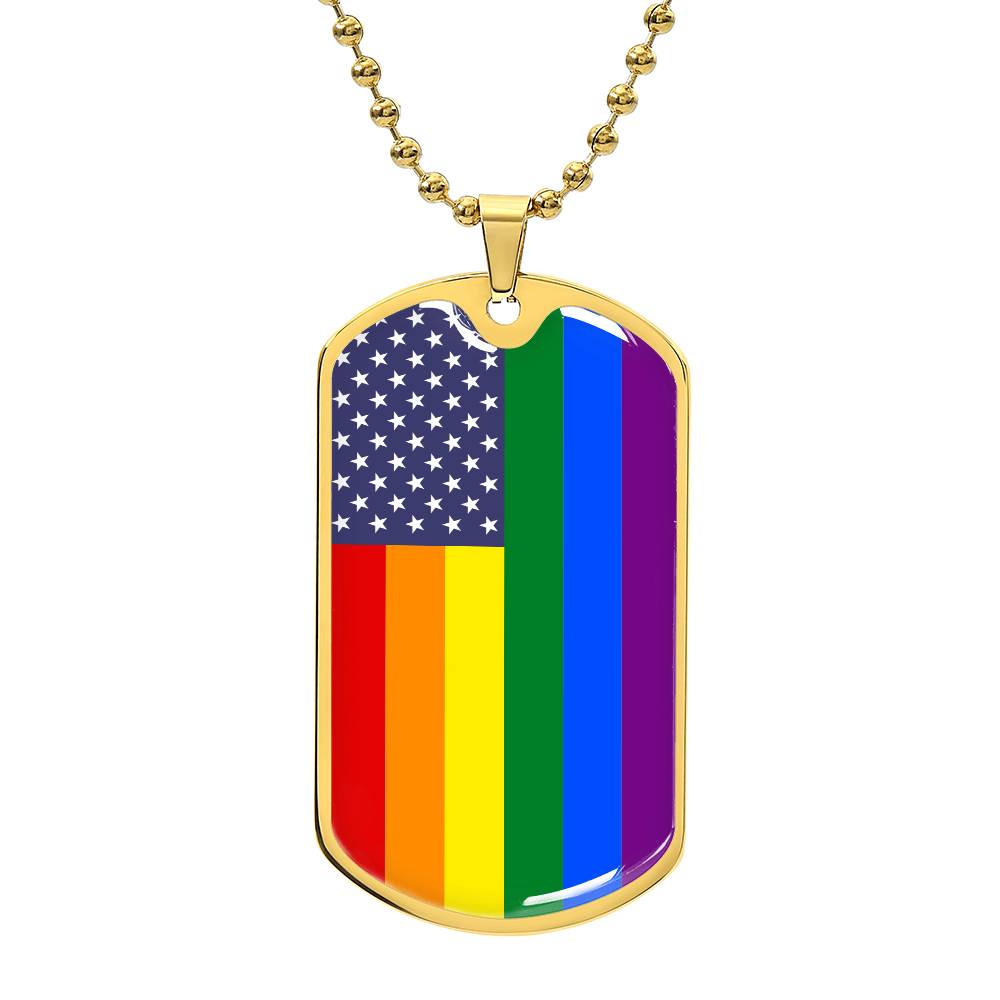 LGBTQ USA New Glory Pride Military Dog Tag Necklace Gold Pride LGBTQ-USA-American-new-glory-Pride-Military-Dog-Tag-Necklace-gold