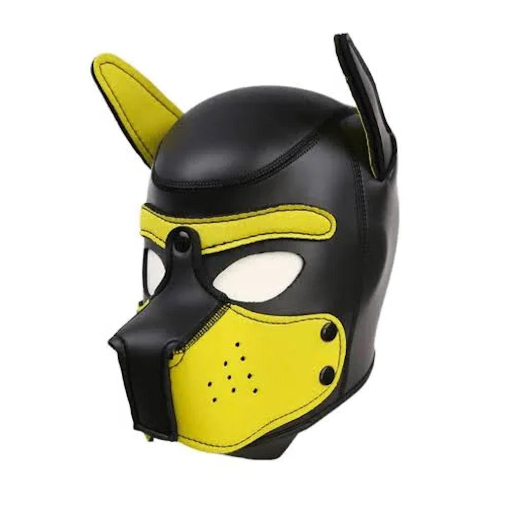 Puppy Pup Play Hood Neoprene - Asst Colors Available Black and Yellow One Size Puppy-pup-Play-Cosplay-Hood-in-Black-and-yellow