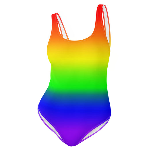 LGBTQ Pride Rainbow One-Piece Swimsuit Pride Rainbow all-over-print-one-piece-swimsuit-white-front-65cbeca5e2523
