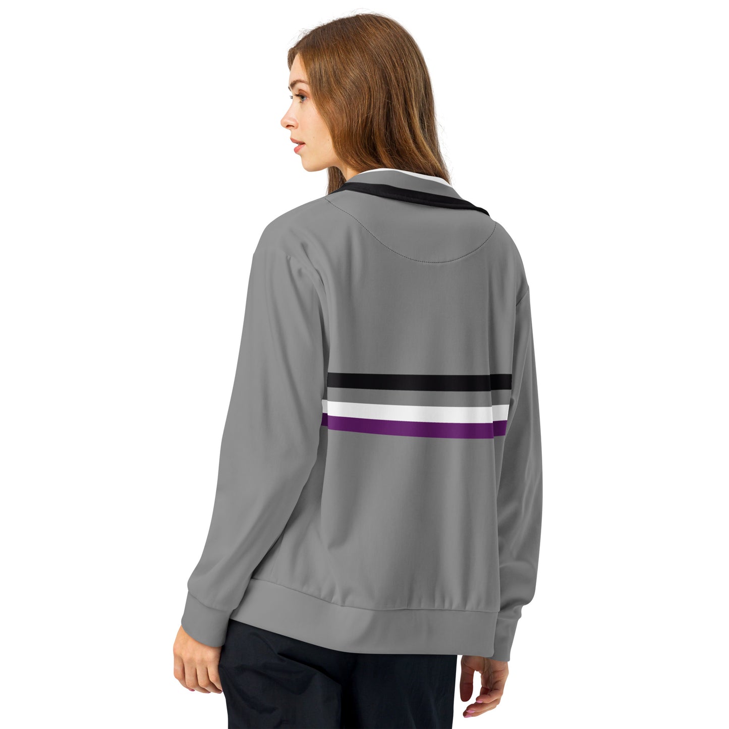 Asexual Ace Pride Track Jacket - Unisex asexual-ace-pride-track-jacket-unisex-model-back