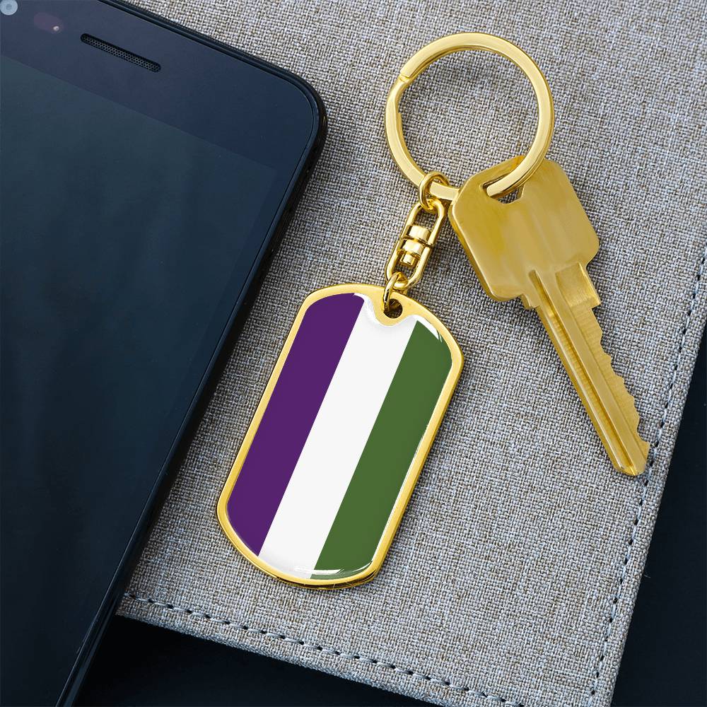 Genderqueer Pride Military Dog Tag Keychain asset_1014_transformation_2870_90666b3f-9834-4011-849f-7158662b69c3