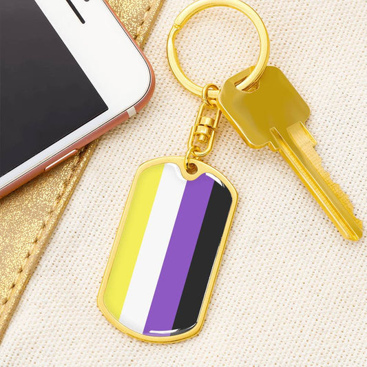 Nonbinary Enby Pride Military Dog Tag Keychain asset_1014_transformation_2873_eb90e1a5-6196-43e0-9cdb-0748b1bf92cc