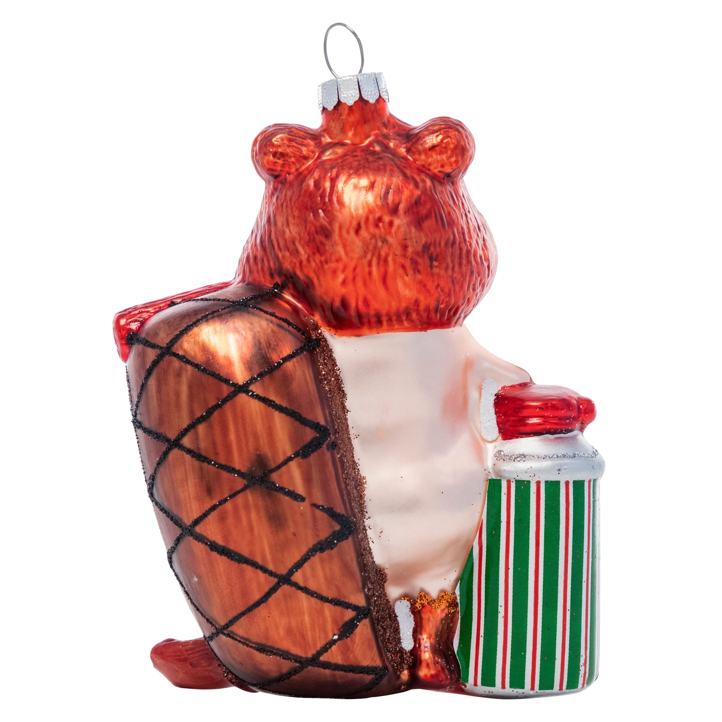 Baldy Beaver - Hand Blown Glass Holiday Ornament baldy-beaver-hand-blown-glass-holiday-christmas-ornament-back