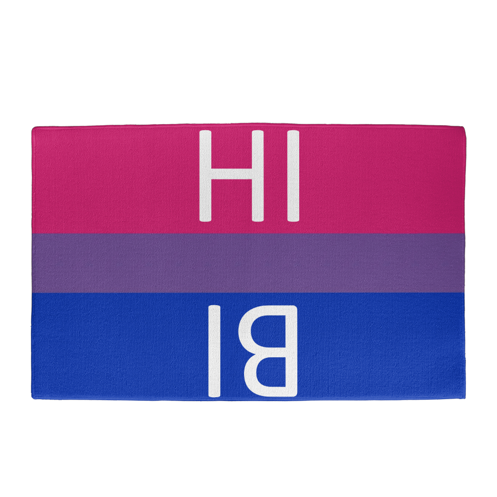 Bisexual Bi Pride Welcome Mat - HI BI bisexual-bi-pride-door-welcome-mat-hi-bi-front