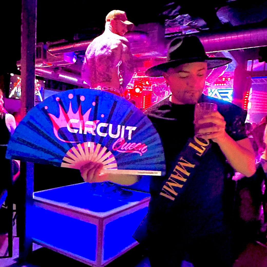 Clack Hand Fan - Circuit Queen (UV) clack-hand-fan-circuit-queen-uv-the-gay-fan-club-lifestyle