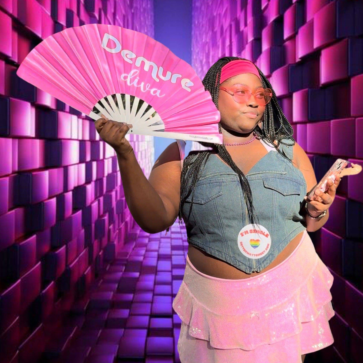 Clack Hand Fan - Demure Diva (UV) clack-hand-fan-demure-diva-uv-the-gay-fan-club-lifestyle
