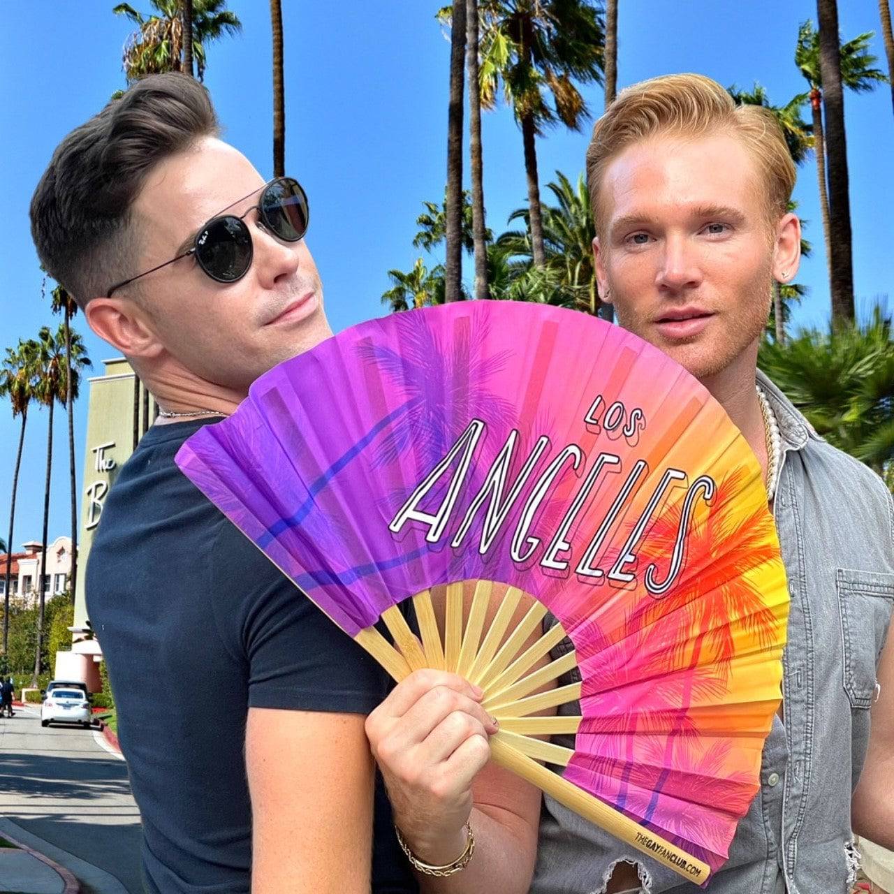 Clack Hand Fan - Los Angeles Pride (UV) clack-hand-fan-los-angeles-pride-uv-lifestyle