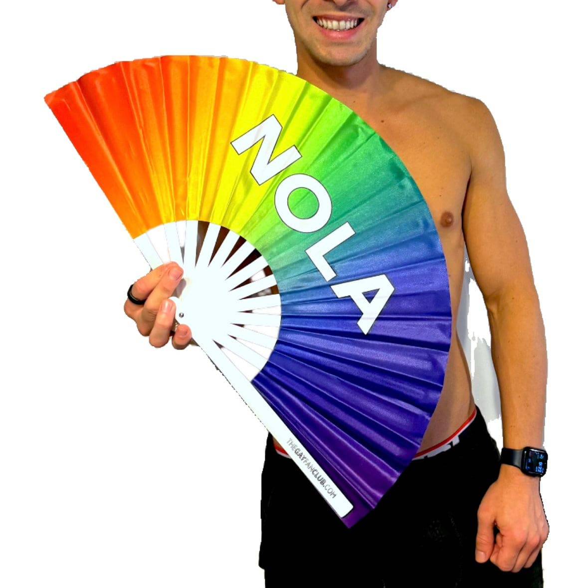 Clack Hand Fan - NOLA Rainbow clack-hand-fan-nola-rainbow-the-gay-fan-club