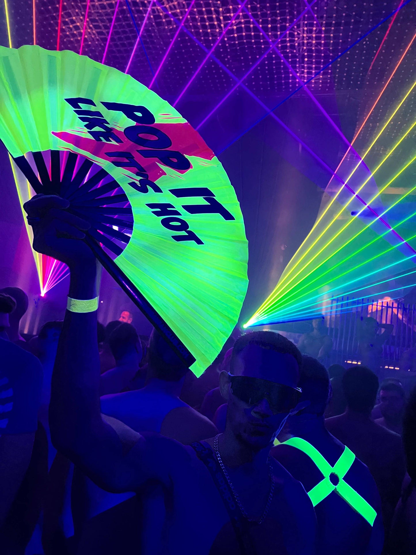 Clack Hand Fan - Pop It Like Its Hot (UV) clack-hand-fan-pop-it-like-its-hot-uv-the-gay-fan-club