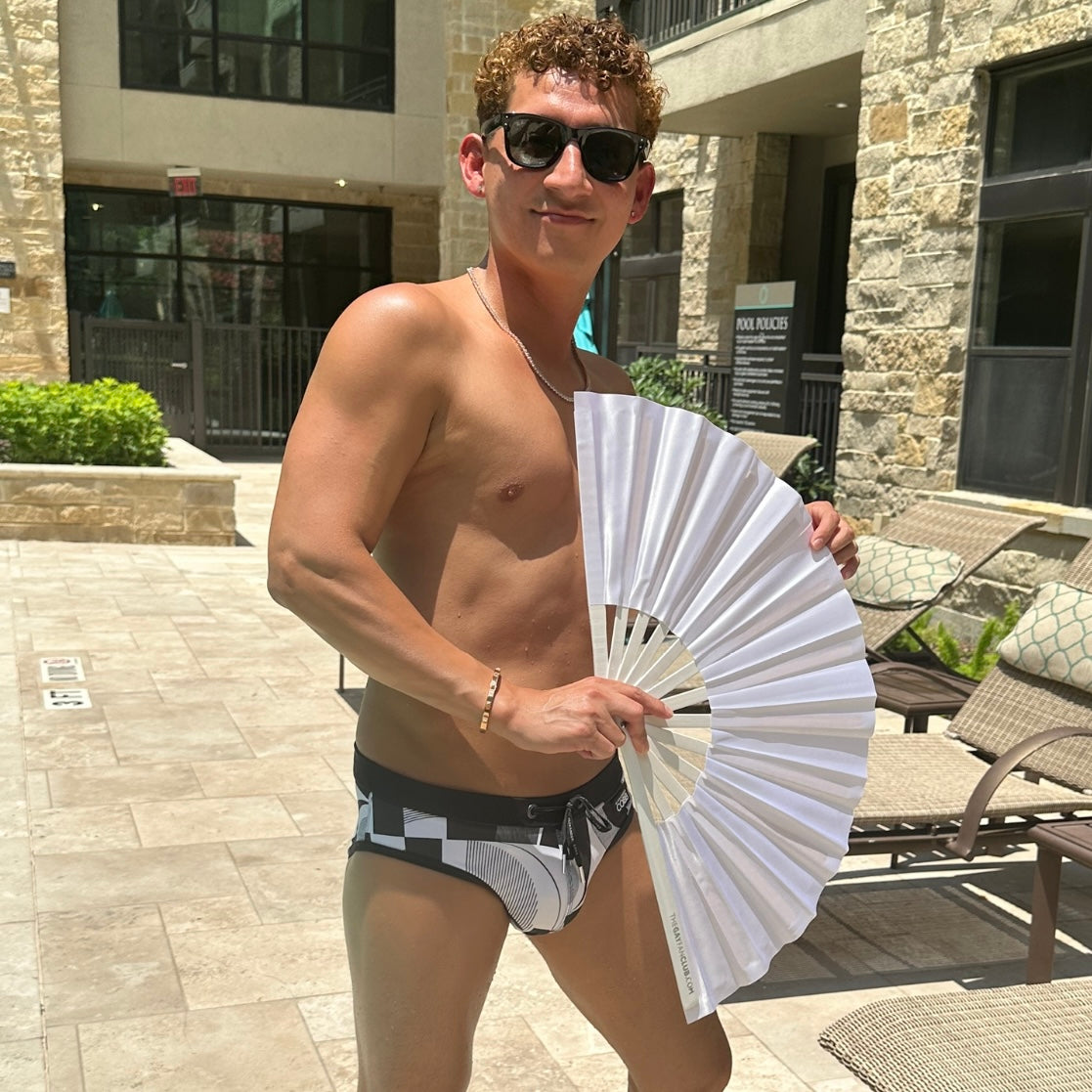 Clack Hand Fan - The White Fan (UV) clack-hand-fan-the-white-fan-uv-the-gay-fan-club