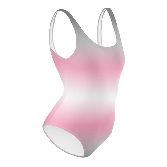 Gradient pink to white swimsuit on a white background