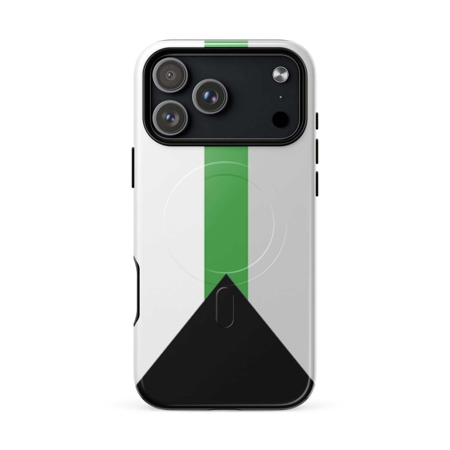 Apple iPhone 17 Pro Max magsafe phone case with Demiromantic pride flag design on white background