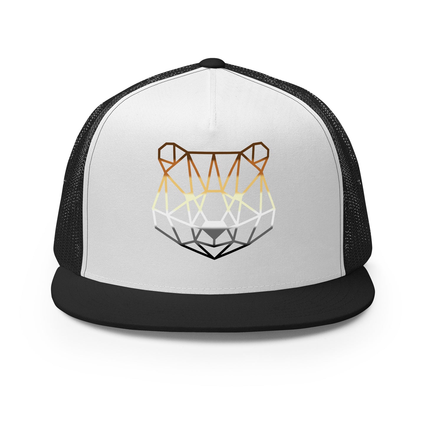 Gay Bear Geometric Art Trucker Baseball Cap Hat Black White Black Gay gay-bear-geometric-art-trucker-baseball-cap-hat-black-white-black-front Trucker Caps