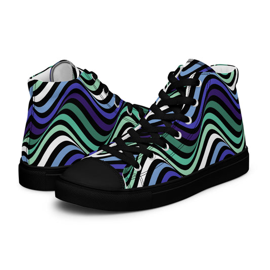Gay Mens MLM Wavey High Top Canvas Athletic Shoes Black Gay gay-mens-mlm-wavey-high-top-canvas-athletic-shoes-black-left High Top Shoes