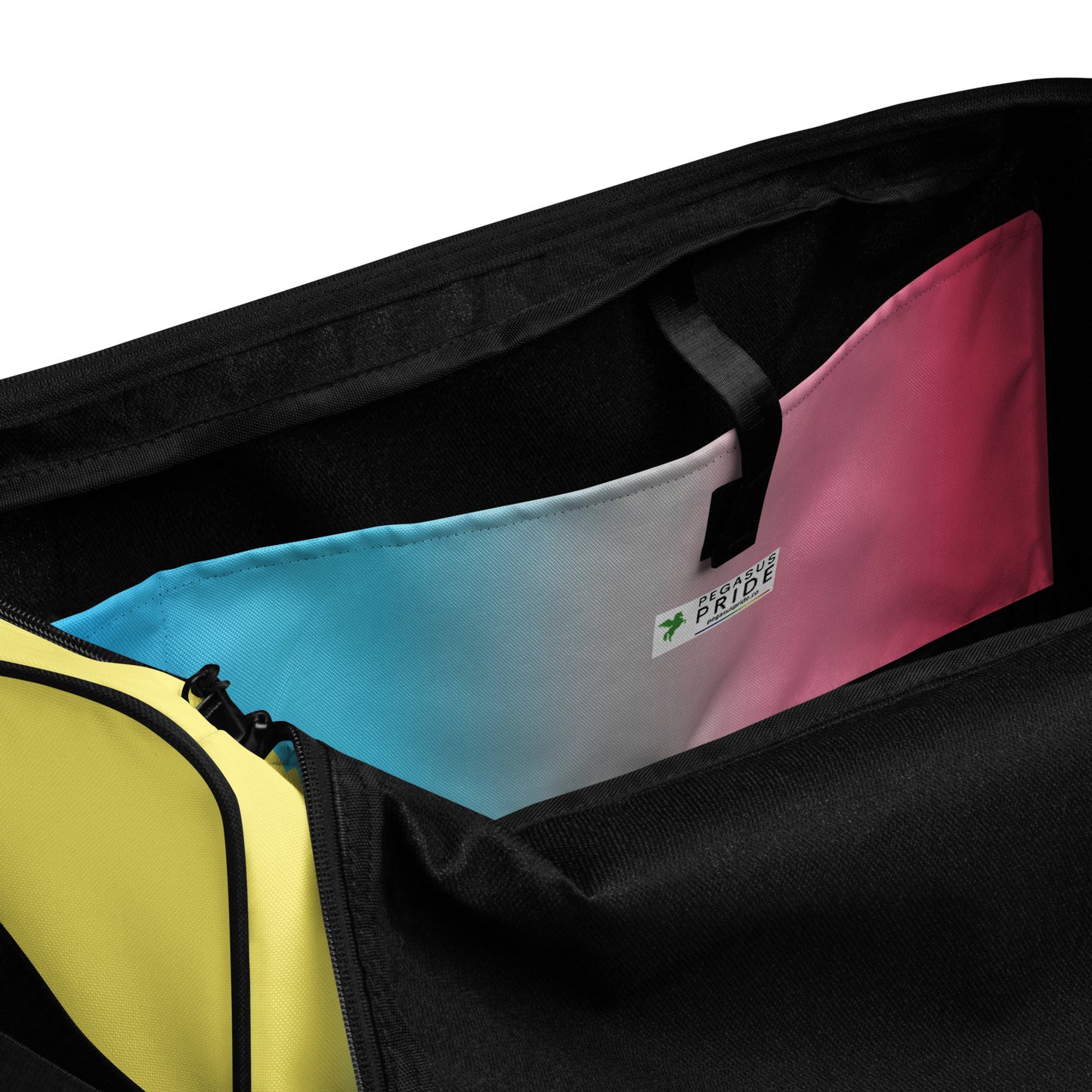 Genderflux Pride Weekender Duffel Bag in Ombre genderflux-pride-weekender-duffel-bag-in-ombre-inside-pocket