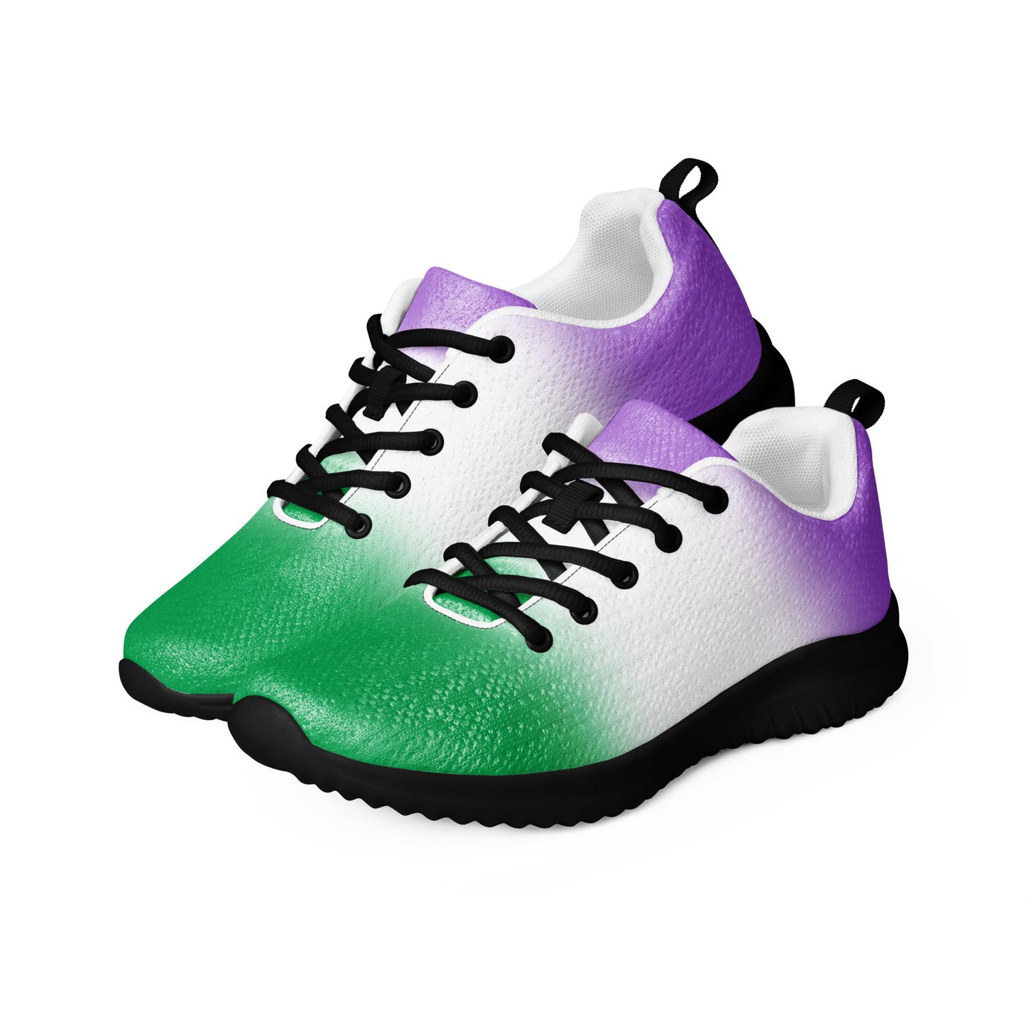 Genderqueer Pride Men’s Athletic Shoes - Ombre genderqueer-pride-mens-athletic-shoes-ombre-black-left-front