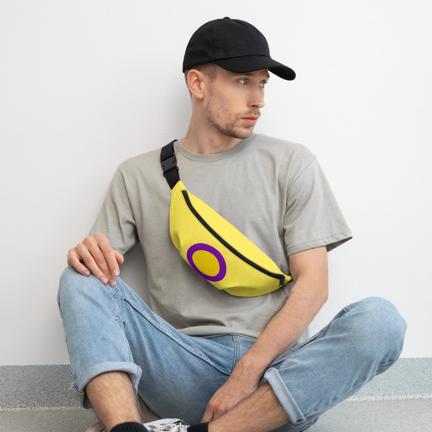 Intersex Pride Crossbody Fanny Pack - Circle intersex-pride-crossbody-fanny-pack-circle-lifestyle
