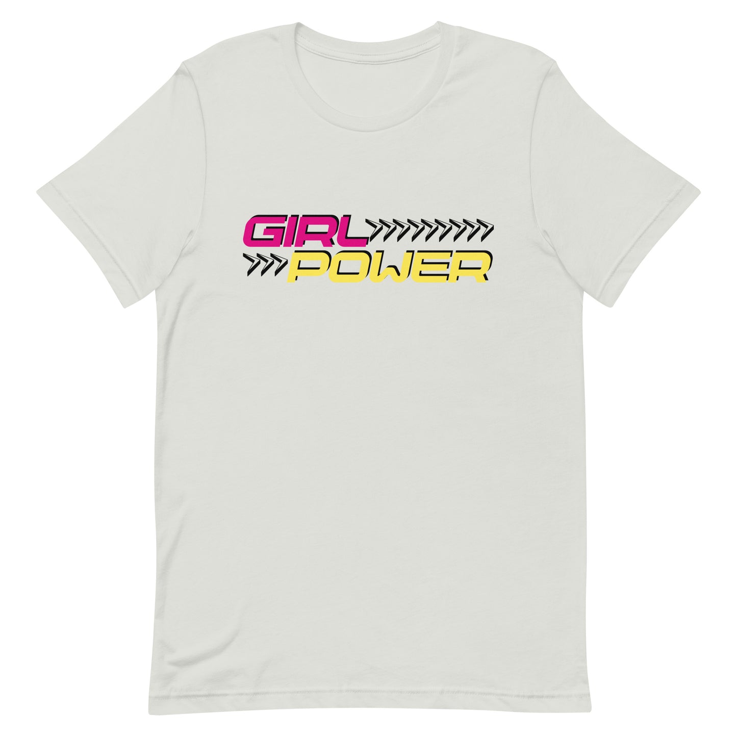 grey t-shirt with 'GIRL POWER' text design