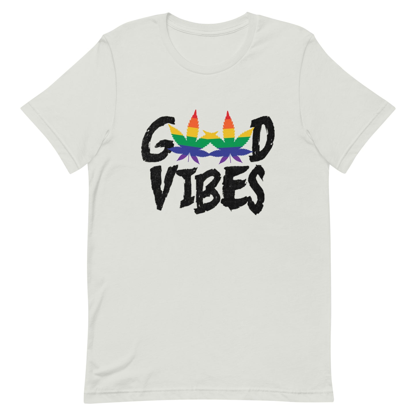 LGBTQ Pride Good Vibes T-Shirt Silver Pride lgbtq-pride-good-vibes-t-shirt-silver-front Tee