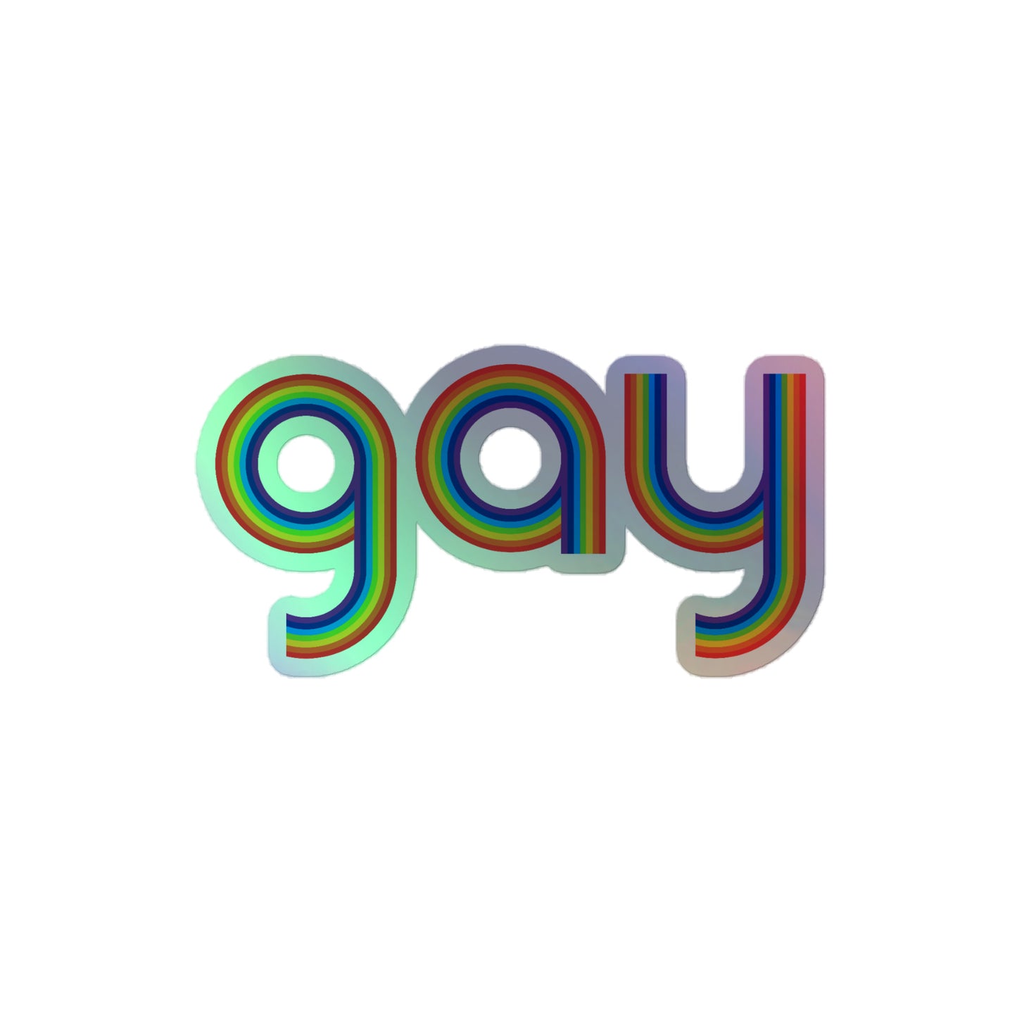 LGBTQ Pride Holographic Sticker - Gay 4″ Gay lgbtq-pride-holographic-sticker-gay-4-front Holographic Sticker