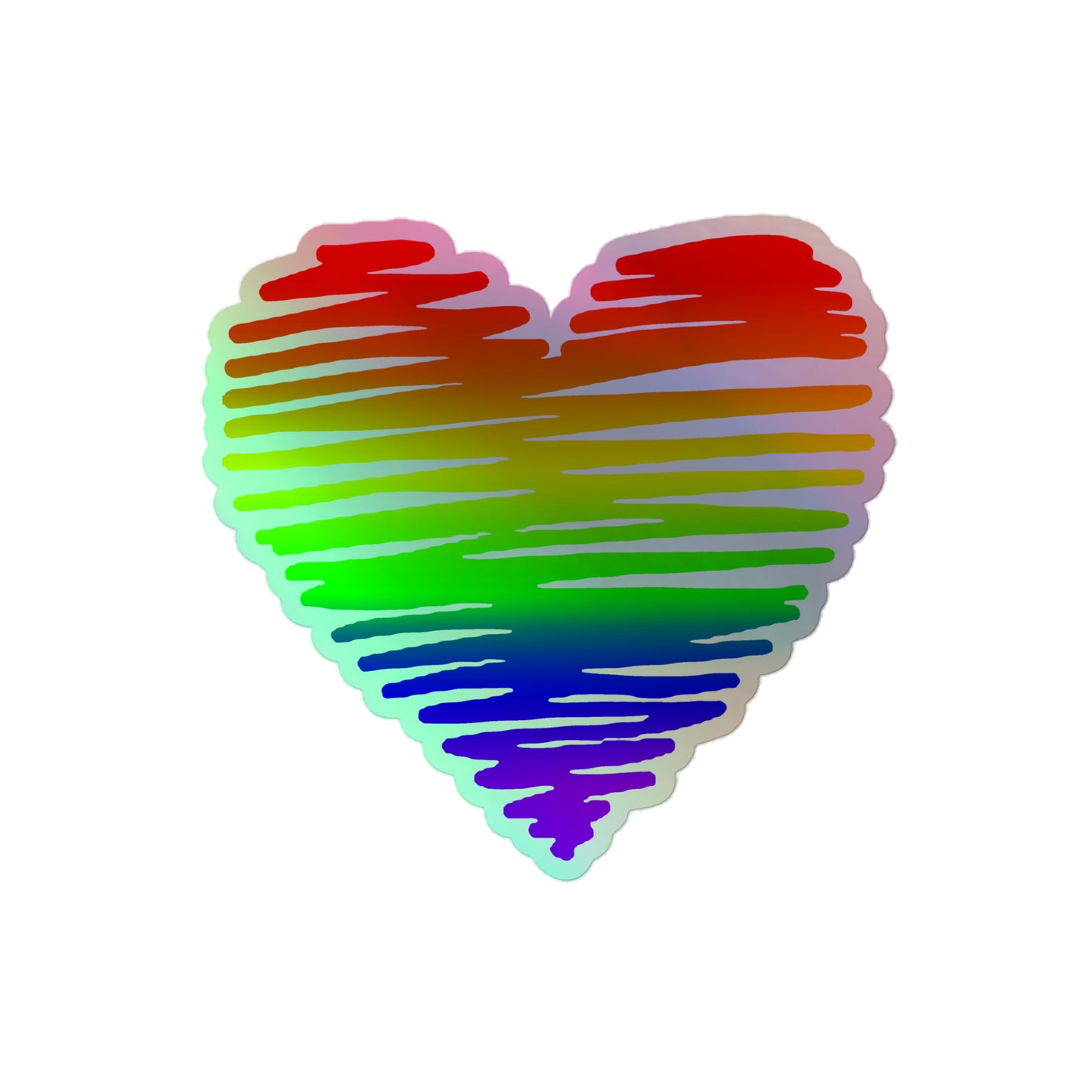 LGBTQ Pride Holographic Sticker - Scribble Heart 4″ Pride lgbtq-pride-holographic-sticker-scribble-heart-4in-front Holographic Sticker