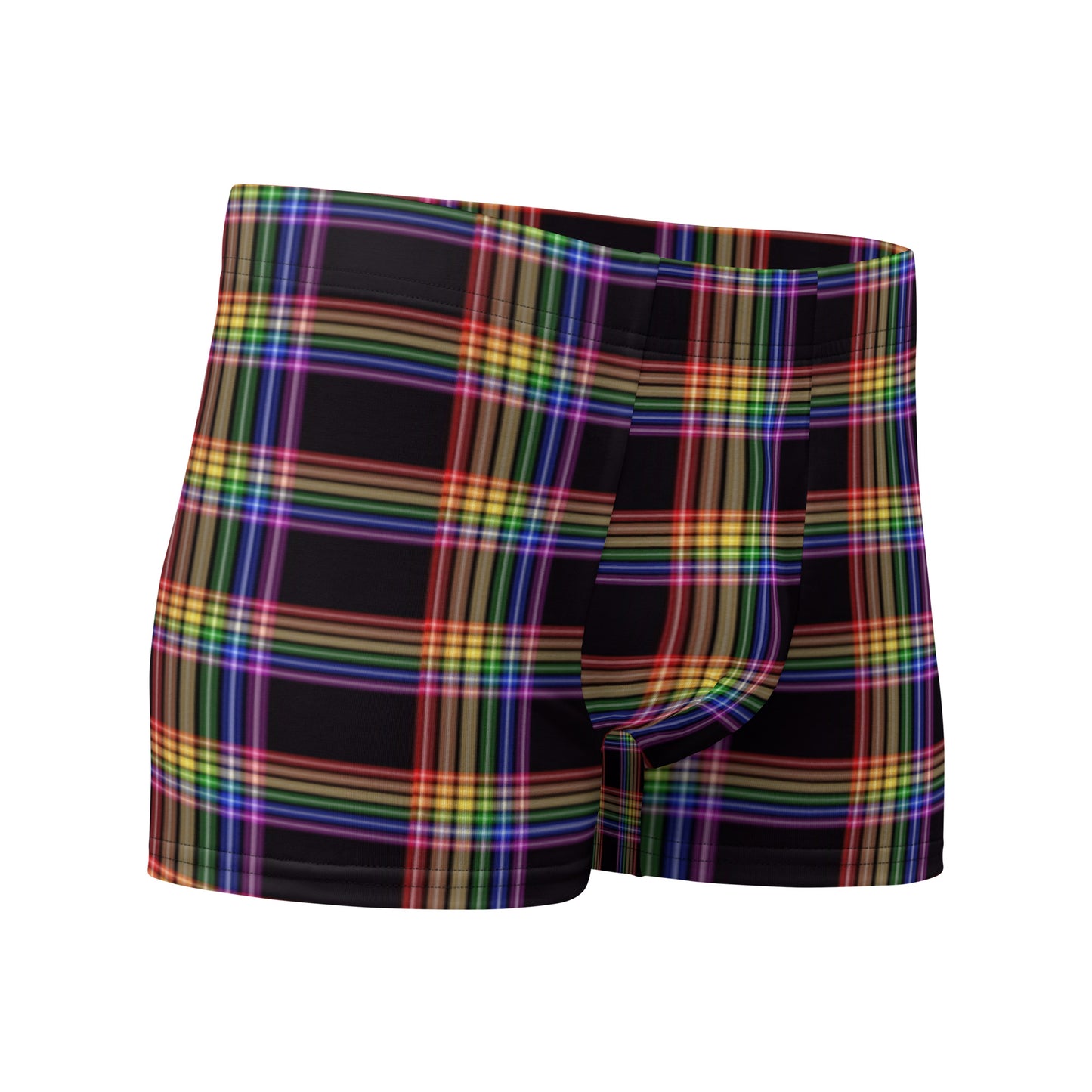 LGBTQ Pride Mens Boxer Briefs Underwear - Plaid lgbtq-pride-mens-boxer-briefs-underwear-plaid-right-front