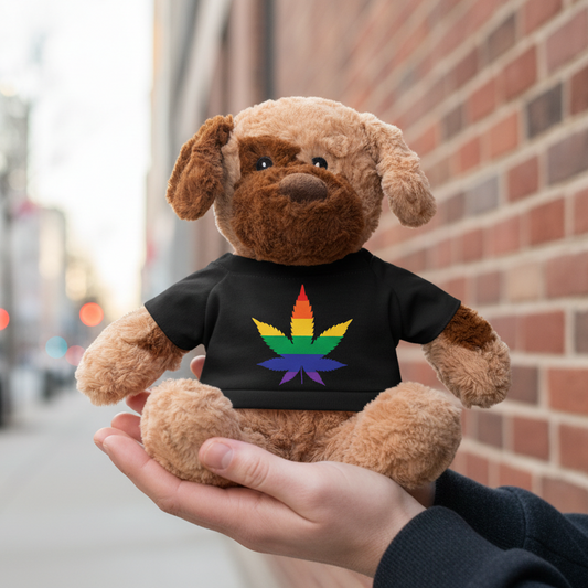 LGBTQ Pride Plush Dog Stuffed Animal - Weed lgbtq-pride-plush-dog-stuffed-animal-weed-black