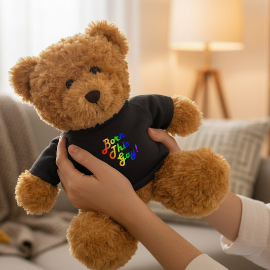 LGBTQ Pride Plush Stuffed Animal Teddy Bear - Born This Gay lgbtq-pride-plush-stuffed-animal-teddy-bear-born-this-gay-black