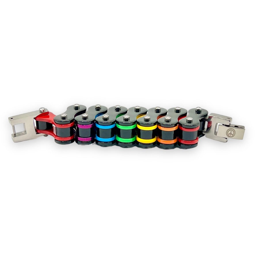 LGBTQ Pride Rainbow Stainless Steel Bike Chain Bracelet