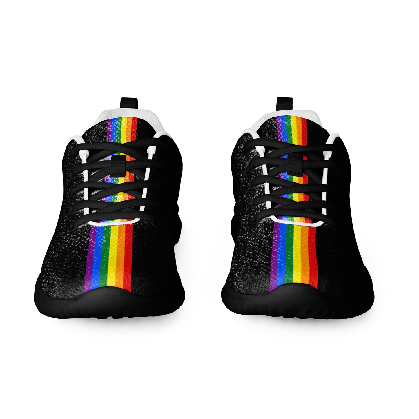 LGBTQ Pride Stripe Women’s Athletic Shoes Black Pride lgbtq-pride-stripe-womens-athletic-shoes-black-front