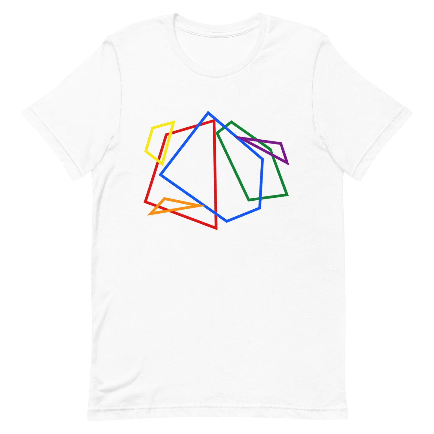 LGBTQ Pride T-Shirt - Geometric Lines - Unisex White Pride lgbtq-pride-t-shirt-geometric-lines-unisex-white-front
