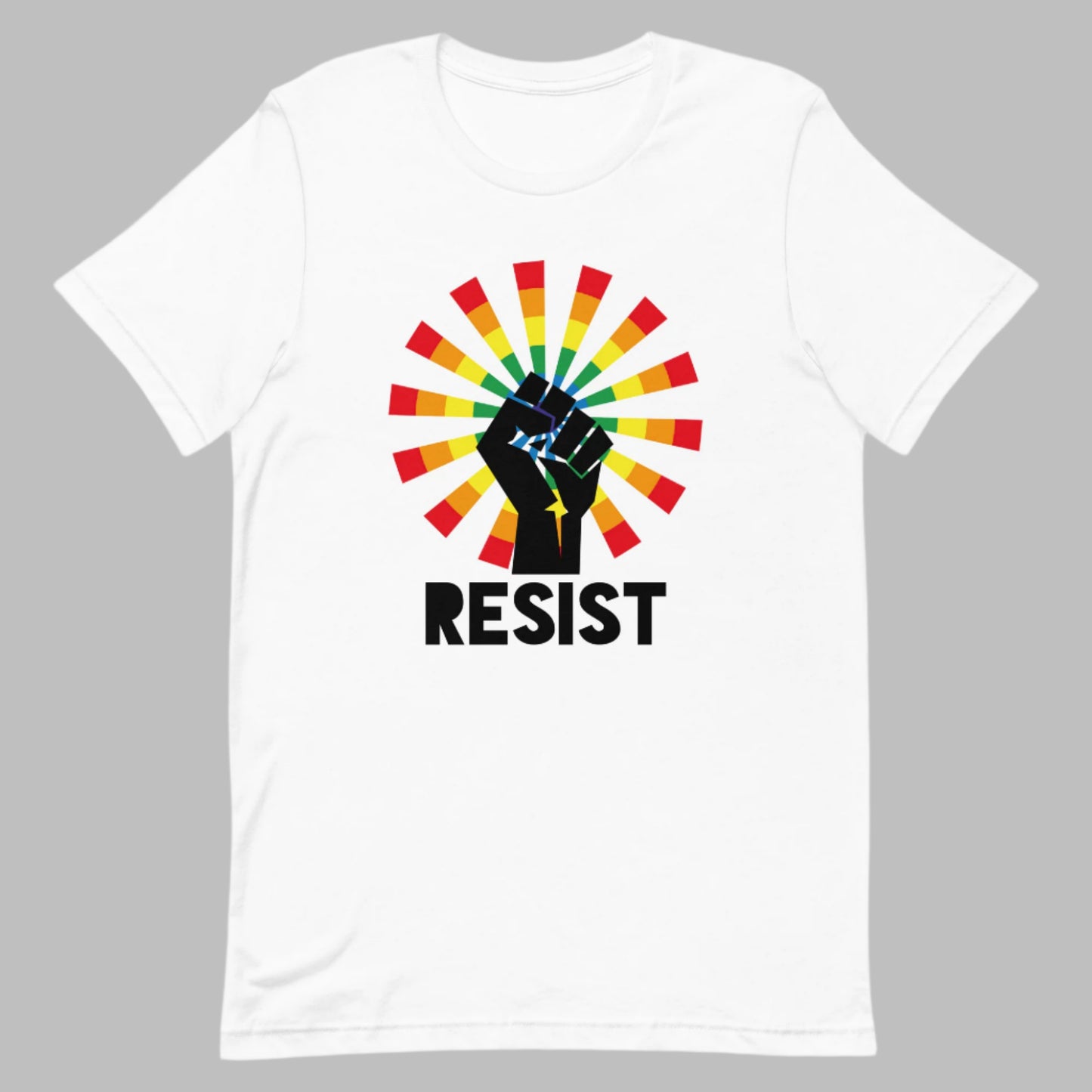LGBTQ Pride T-Shirt - Resist - Unisex White Pride lgbtq-pride-t-shirt-resist-unisex-white-front