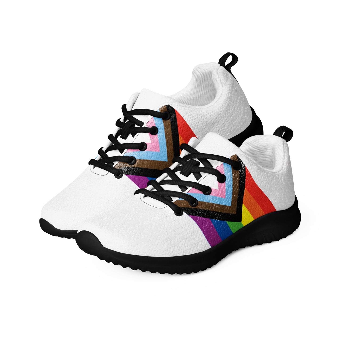 LGBTQ Progress Pride Flag Women’s Athletic Shoes Daniel Quasar lgbtq-progress-pride-flag-womens-athletic-shoes-daniel-quasar-black-left-front