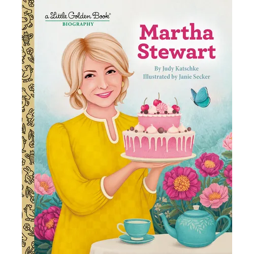 Book cover of 'Martha Stewart' with a illustration of a woman holding a cake.