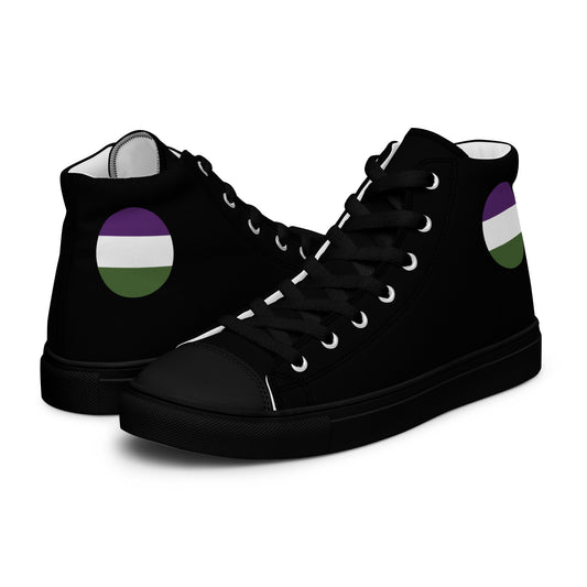 Genderqueer Men’s High Top Canvas Athletic Shoes Black Genderqueer mens-high-top-canvas-shoes-black-left-657e6437ad564 High Top Shoes