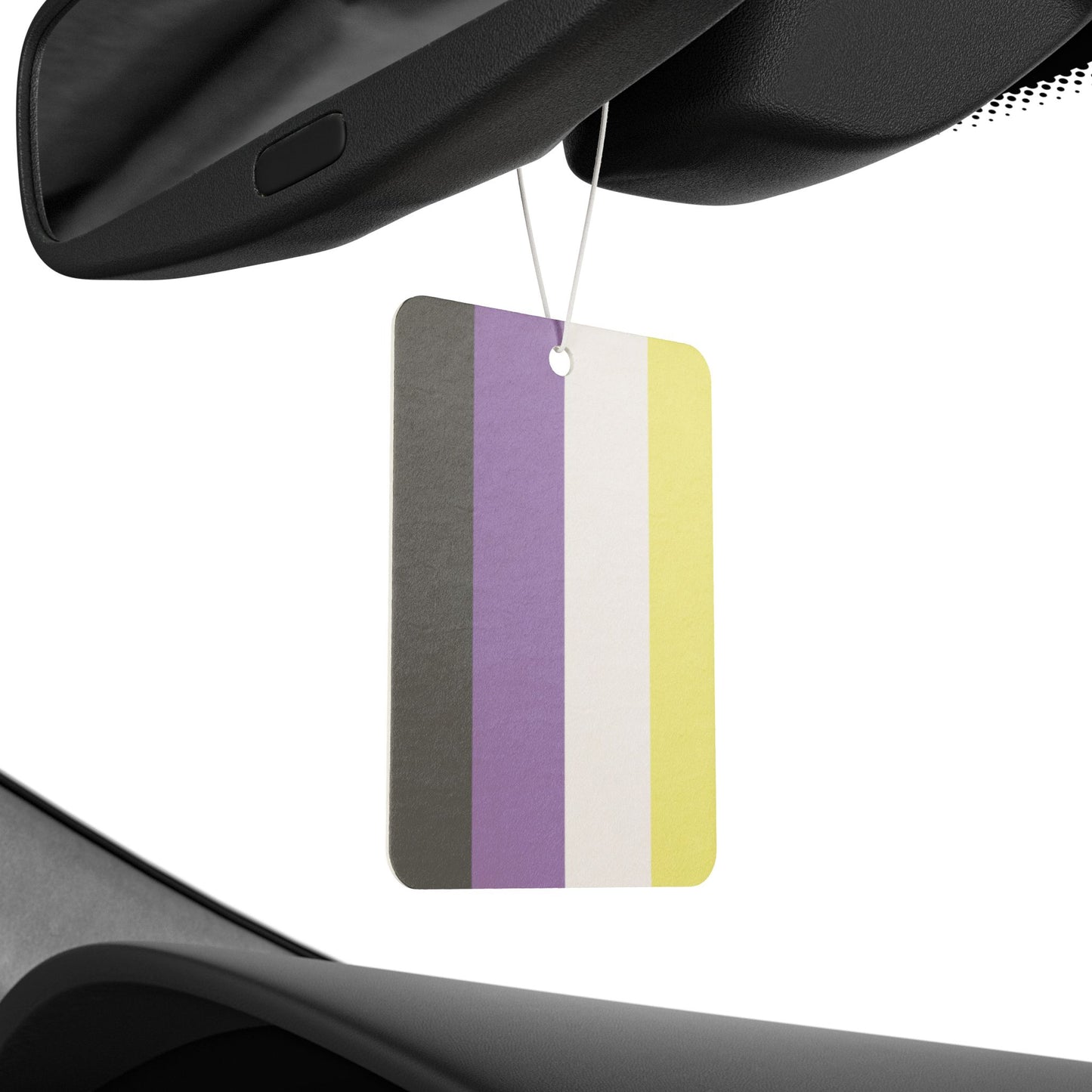 Nonbinary Enby Pride Flag Car Air Freshener nonbinary-enby-pride-flag-car-air-freshener-rearview-mirror