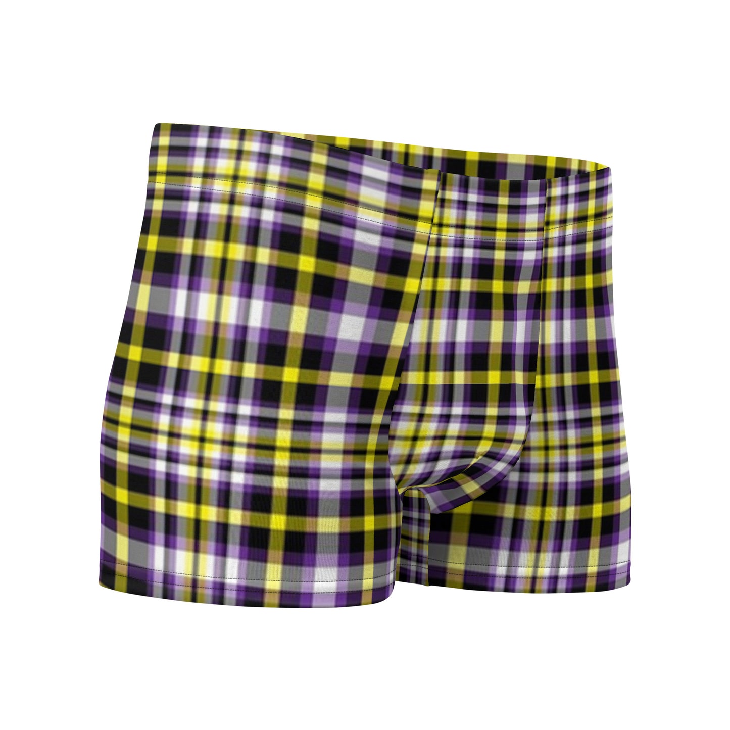 Nonbinary Enby Pride Mens Boxer Briefs Underwear in Plaid nonbinary-enby-pride-mens-boxer-briefs-underwear-in-plaid-right-front