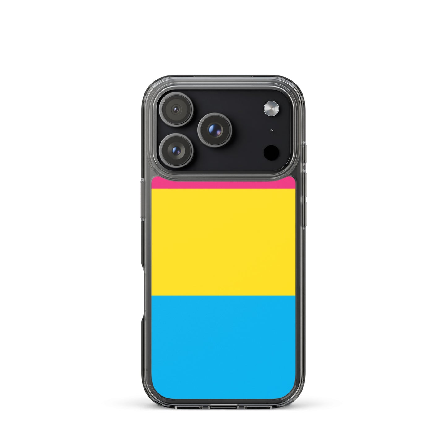 Apple iPhone 17 Pro case with Pansexual pride flag design on white background