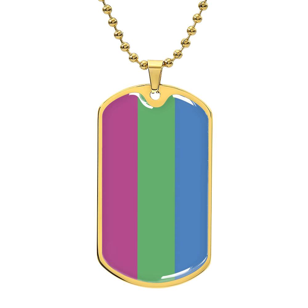 Polysexual Poly Pride Military Dog Tag Necklace Gold Polysexual polysexual_dog_tag_gold