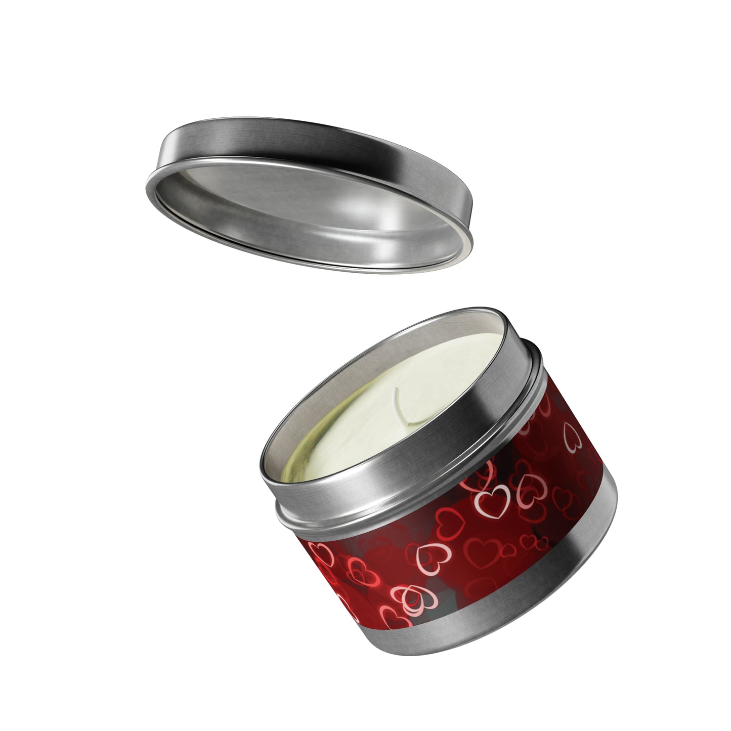 Gift Tin Scented Candle Dark Red Hearts silver-gift-tin-scented-candle-dark-red-hearts-4oz-lifestyle-2