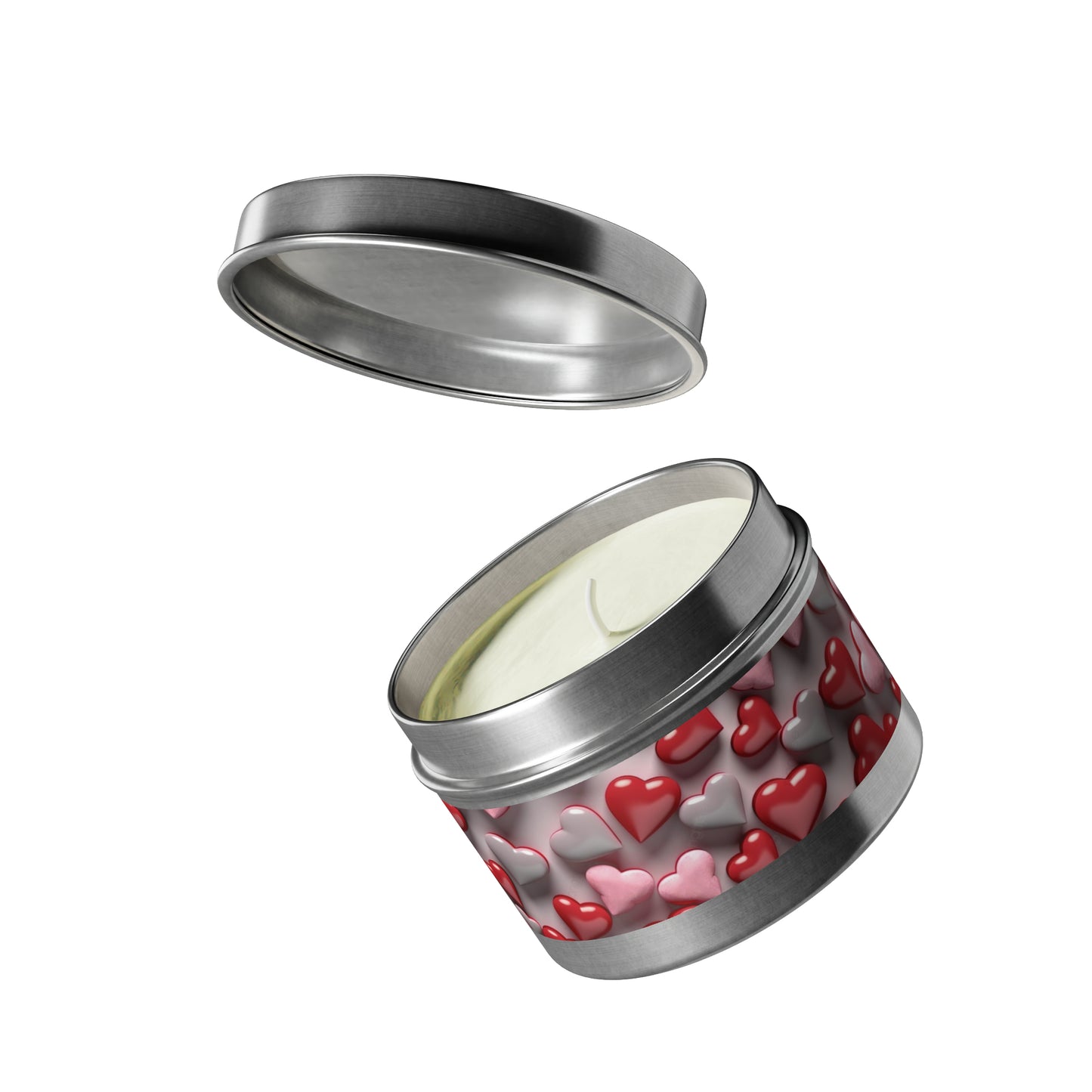Gift Tin Scented Candle Red Gray Candy Hearts silver-gift-tin-scented-candle-red-gray-candy-hearts-4oz-lifestyle-2