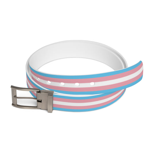 Belt with trans pride colors on a white background
