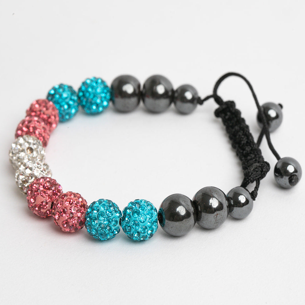 transgender pride beaded bracelet on a white background