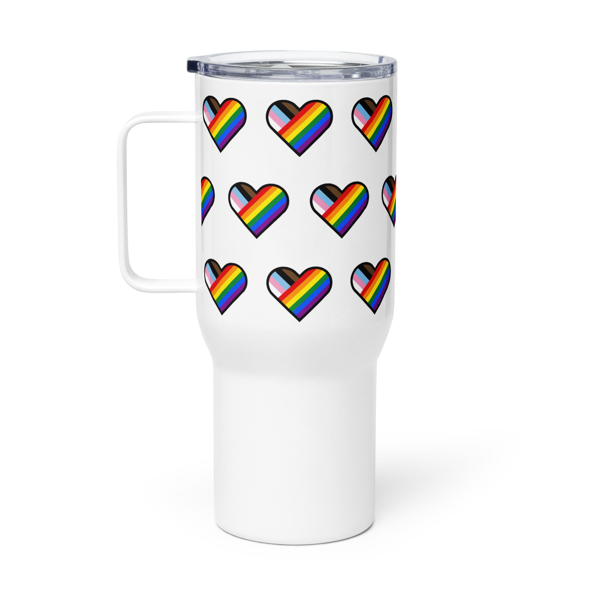 LGBTQ Pride Travel Mug With Handle Progress Pride Daniel Quasar Hear lgbtq-pride-travel-mug-with-handle-progress-pride-daniel-quasar-hear