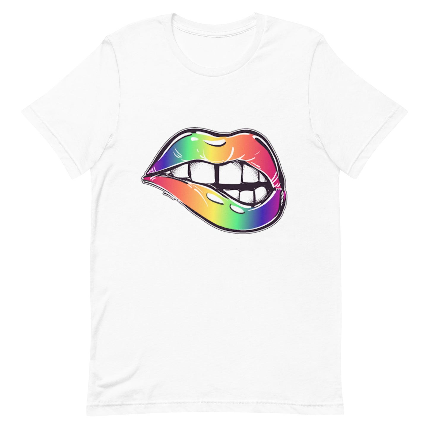 LGBTQ Pride T-Shirt - Rainbow Lips White Pride unisex-staple-t-shirt-white-front-648a648585f22