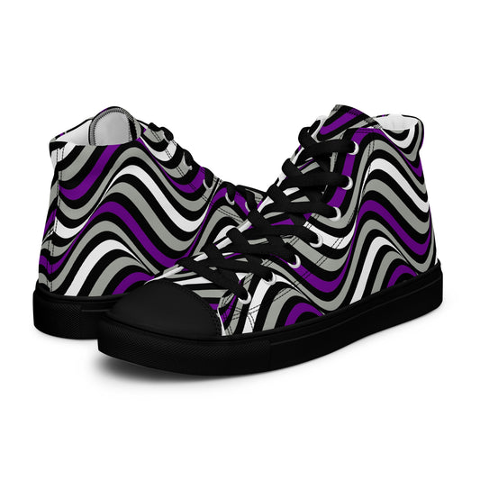 Greysexual Pride Wavey Women’s High Top Canvas Athletic Shoes Black Greysexual womens-high-top-canvas-shoes-black-left-657f8522d6203 High Top Shoes