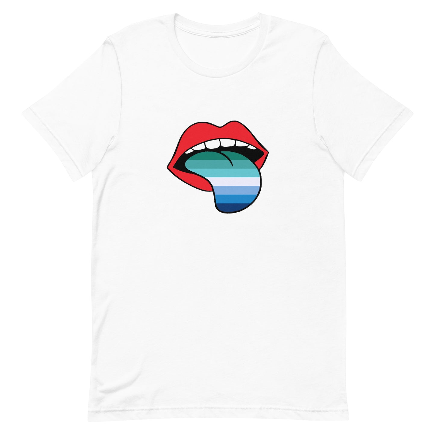 Gay Mens MLM Pride TShirt - Tongue White Gay gay-mens-mlm-pride-tshirt-tongue-white-front
