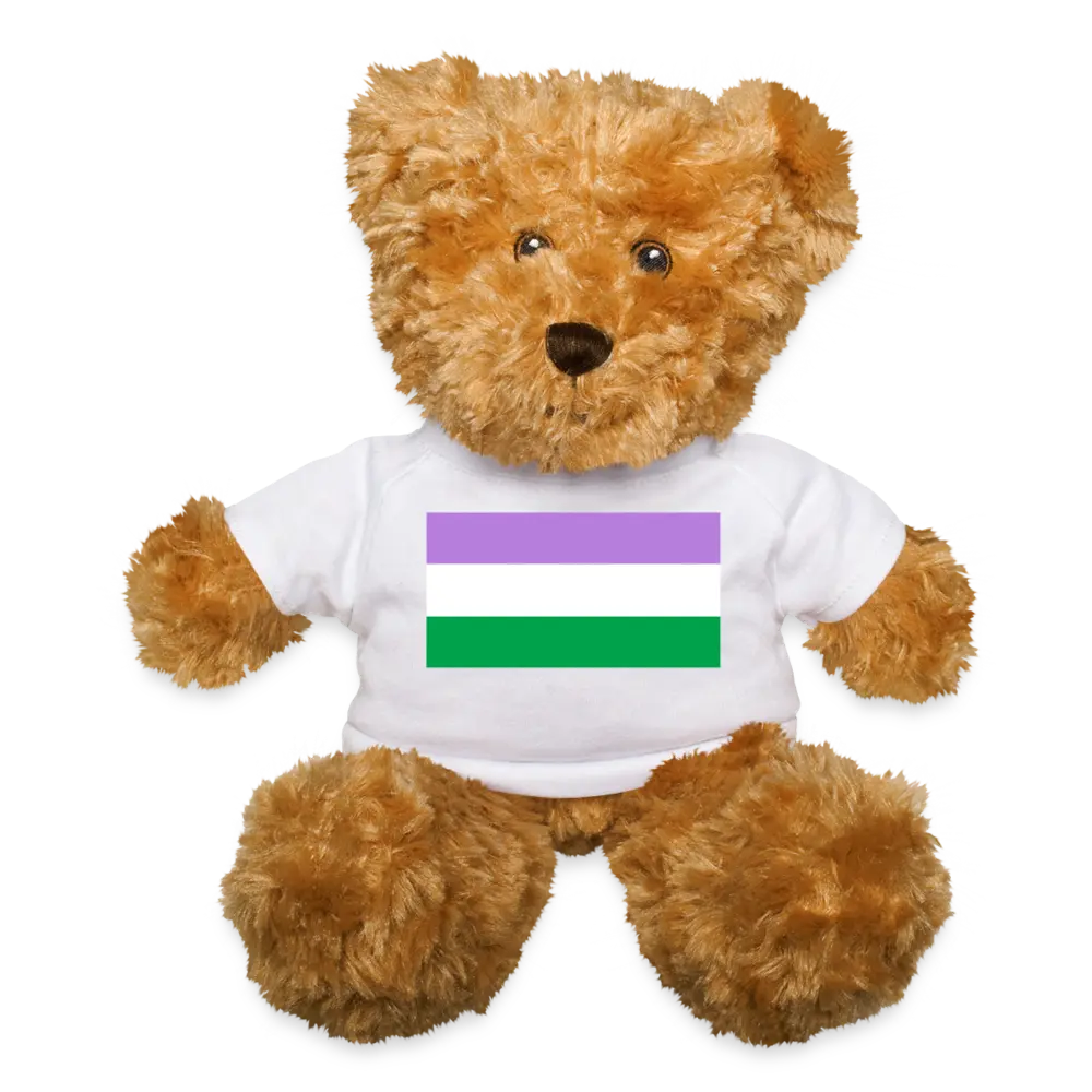 Genderqueer Pride Flag Plush Teddy Bear Stuffed Animal White Genderqueer genderqueer-pride-flag-plush-teddy-bear-stuffed-animal-white Plush